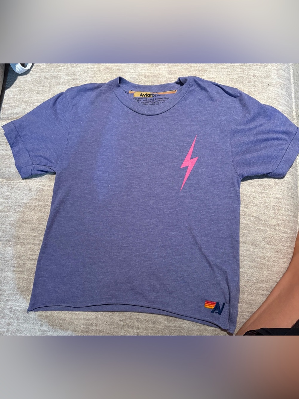 Aviator Nation Heather Purple Tee with Pink Lightning